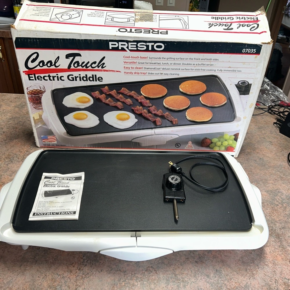 Vintage Presto‎ Cool Touch Electric Griddle 07035 Made USA Original  Box Tested